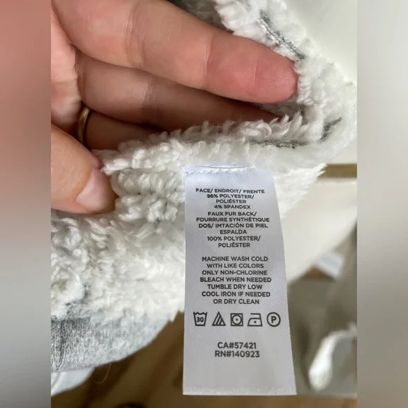 Ann Taylor LOFT Sherpa Lined Fly Away Open Front Jacket Cardigan Gray Medium - Picture 4 of 8